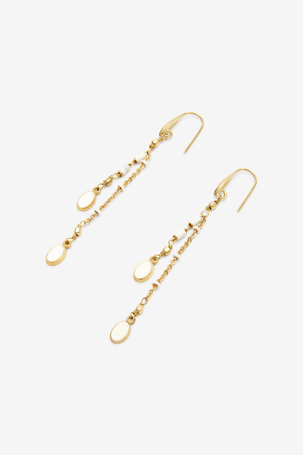Gold-finish brass pendant earrings - Ecru - Woman - 5