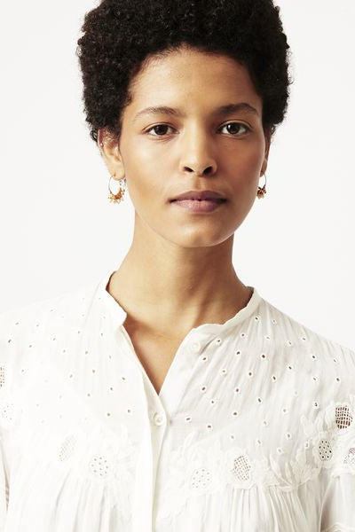 Casablanca golden hoop earrings - Ecru - Woman - 2