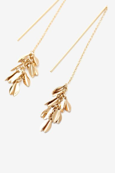 Metal Shiny Leaf Earrings