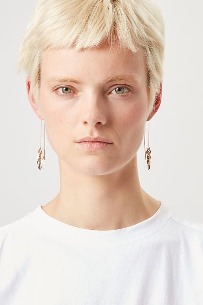 Metal shiny leaf earrings - Gold - Woman - 3