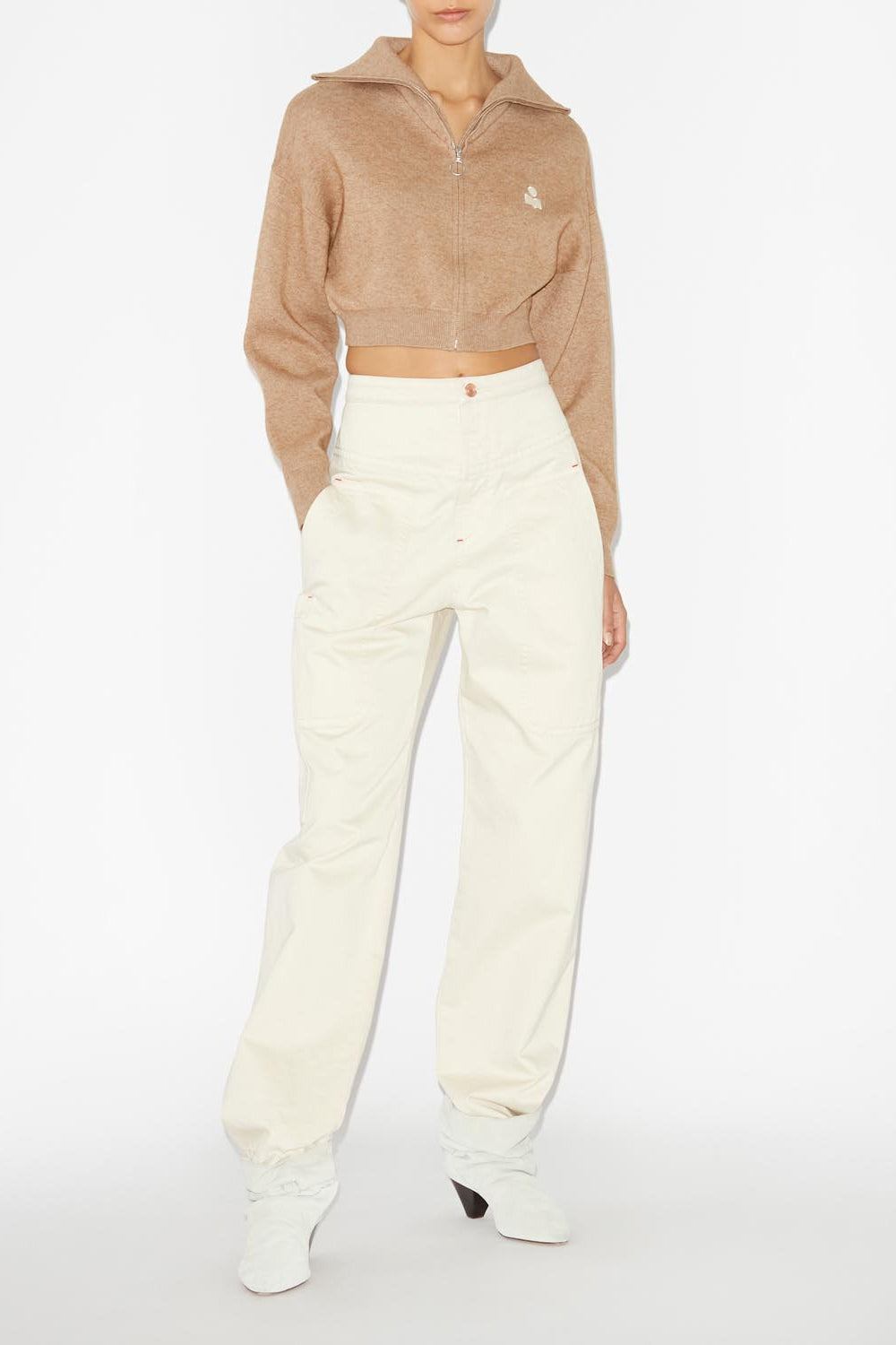 Oxane short knit cardigan - Camel - Woman - 3