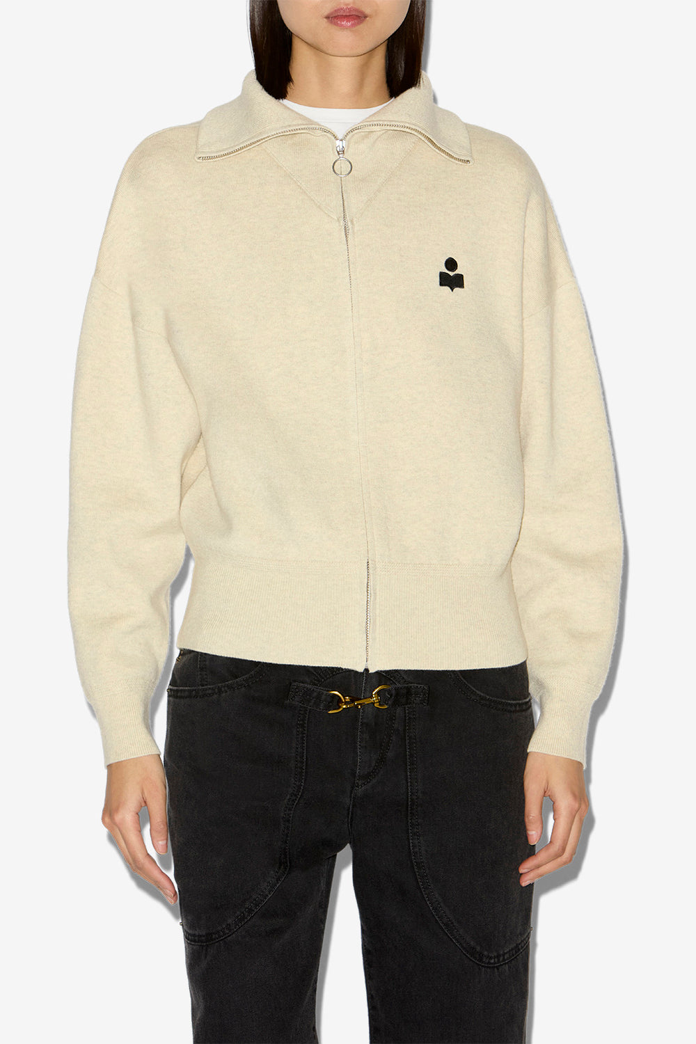 Axelle zip-front knit cardigan - Light gray - Woman - 4