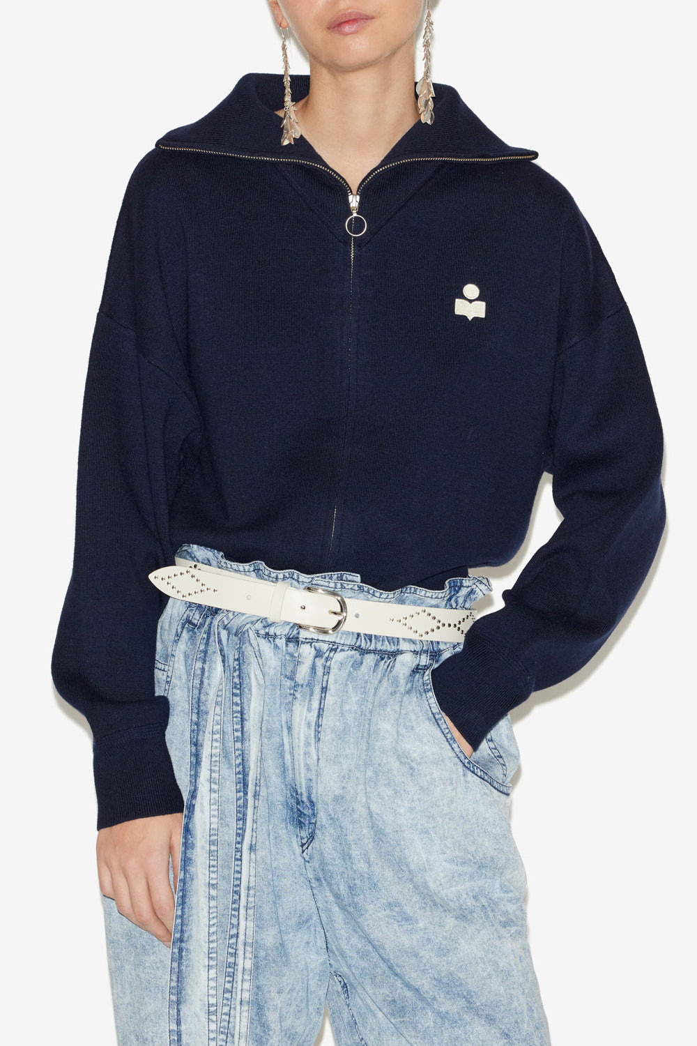 Axelle cardigan in plain-colored knit - Midnight - Woman - 4