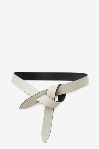 Cintura in pelle da annodare lecce - Beige and black - Woman - 2