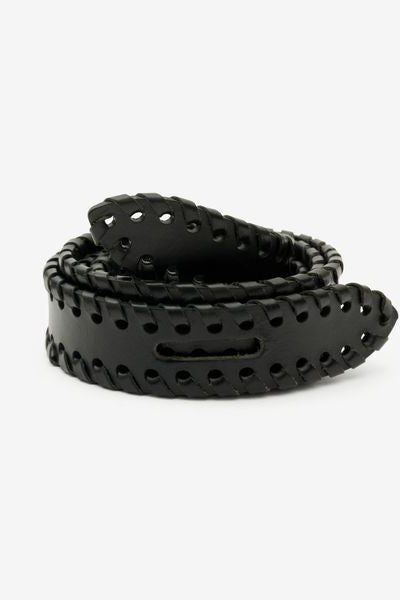 Lecce tie-up leather belt - Black - Woman - 7