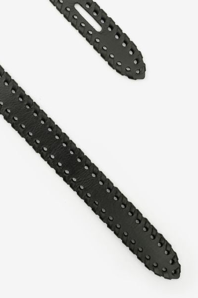 Lecce tie-up leather belt - Black - Woman - 5