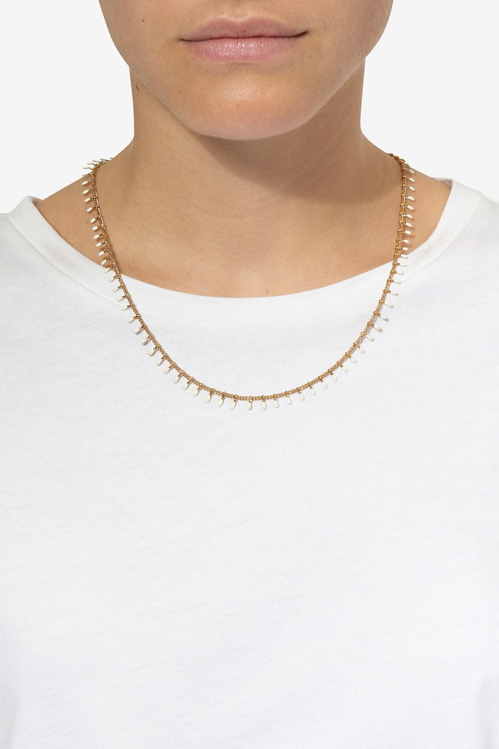 Casablanca gold-finish brass chain necklace - Ecru - Woman - 2