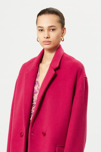Efegozi oversized wool coat - Raspberry - Woman - 3
