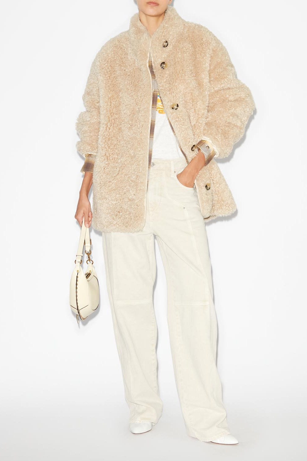 Carolina long sleeve reversible coat - Ecru - Woman - 2