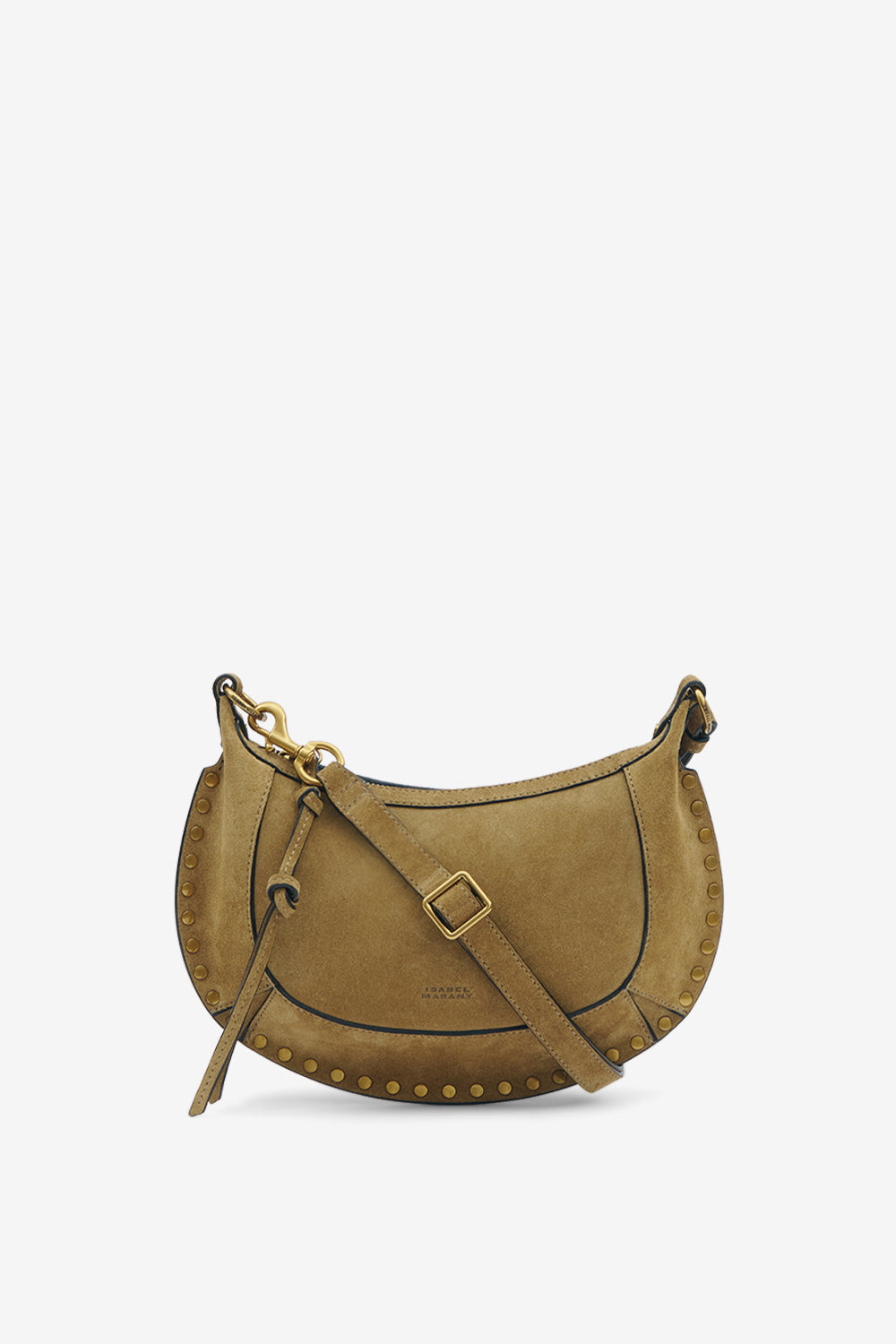 Oskan moon suede calfskin leather shoulder bag - Taupe-gold - Woman - 1