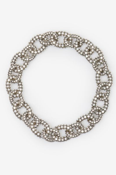 Ras du cou en maillons strassés funky ring - Argenté - Woman - 1