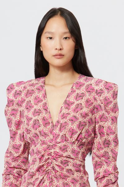 Albini printed silk blend midi dress - Fuchsia - Woman - 3