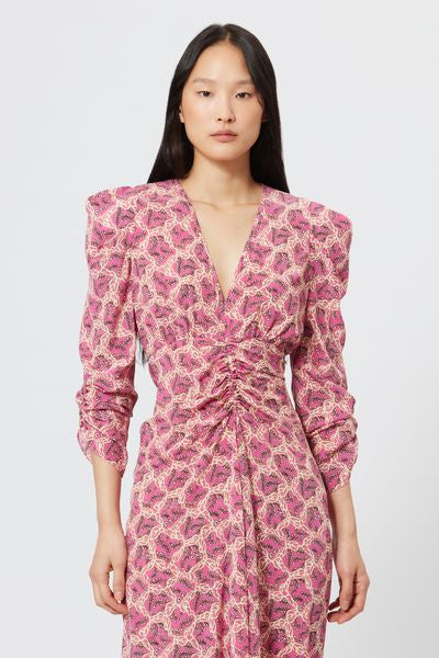 Albini printed silk blend midi dress - Fuchsia - Woman - 4