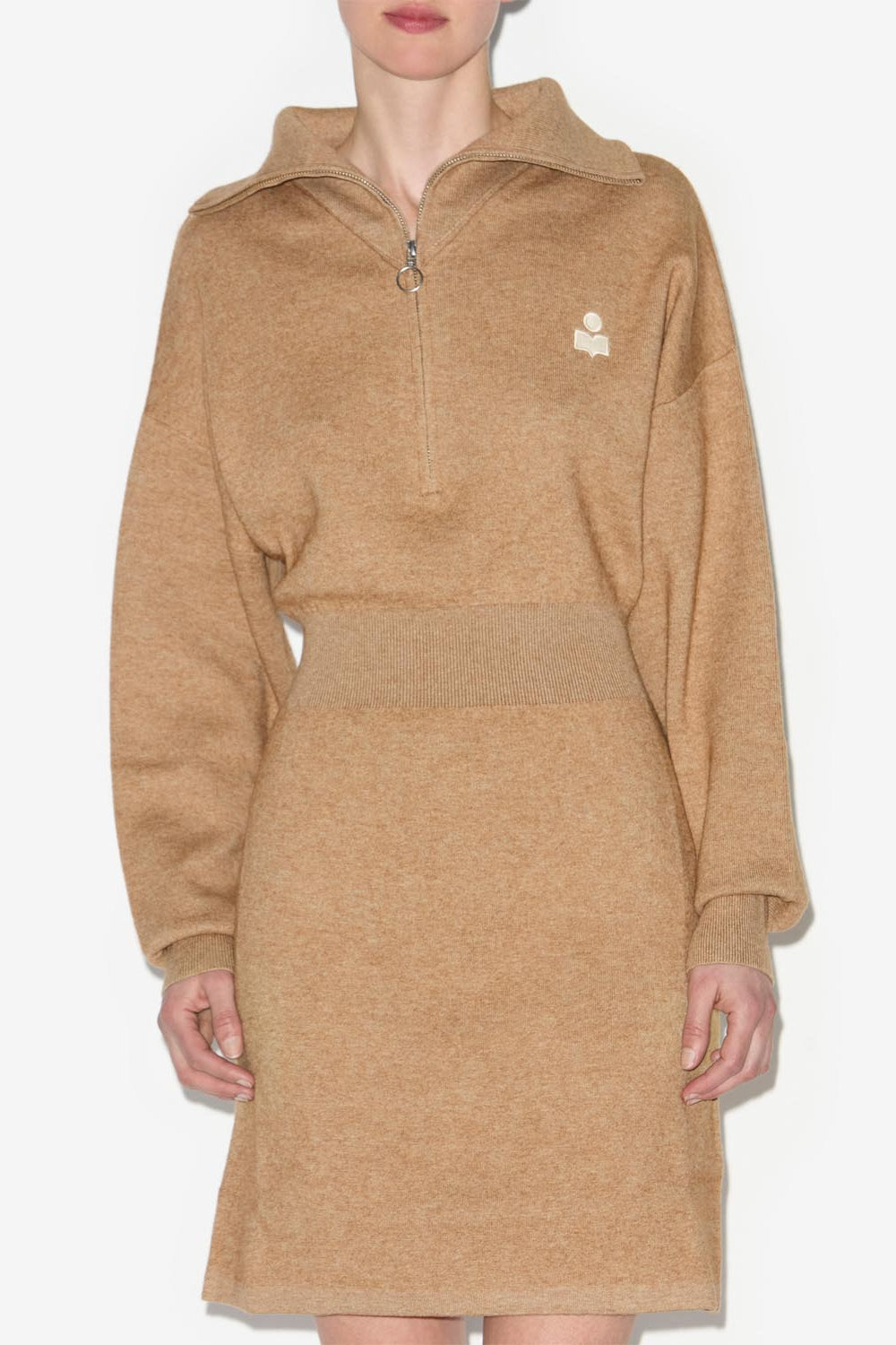 Long-sleeve short dress alea - Camel - Woman - 4