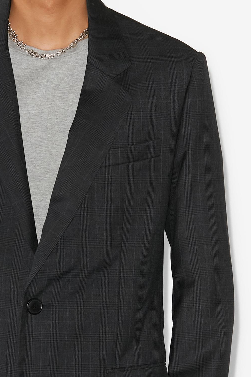 Nolan glen plaid wool suit jacket - Anthracite - Man - 5