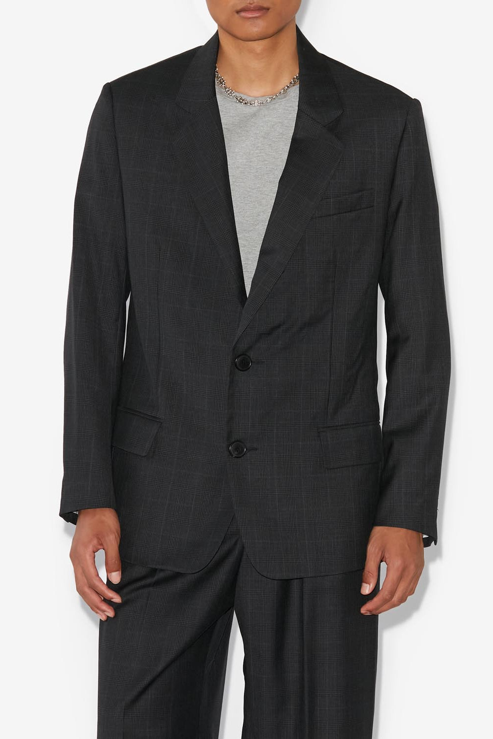 Nolan glen plaid wool suit jacket - Anthracite - Man - 7