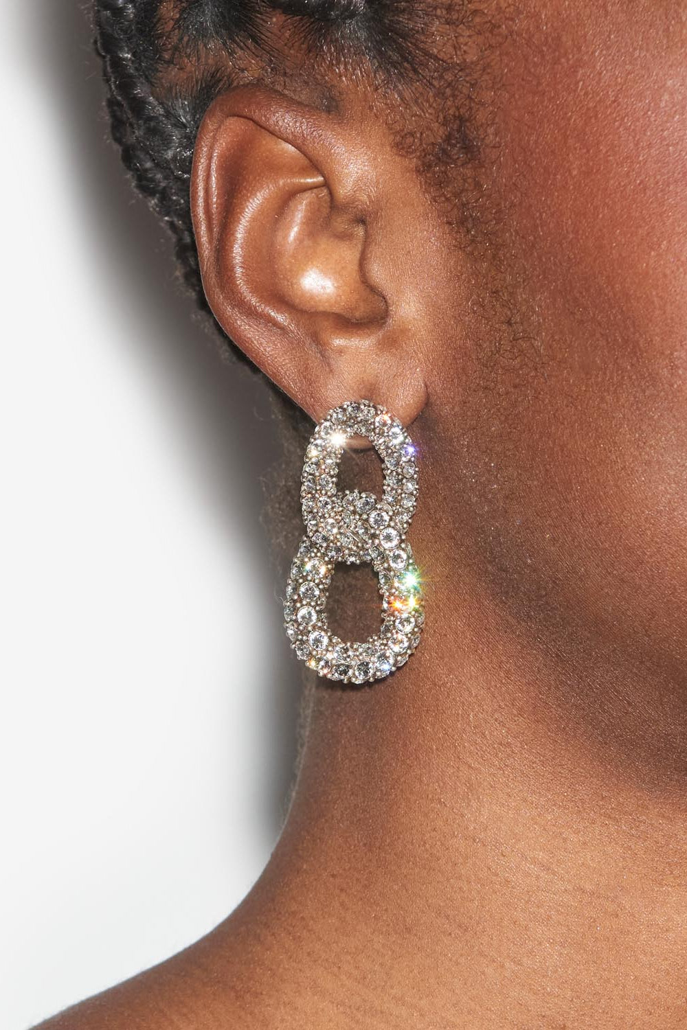 Funky ring rhinestone earrings - Silver - Woman - 2