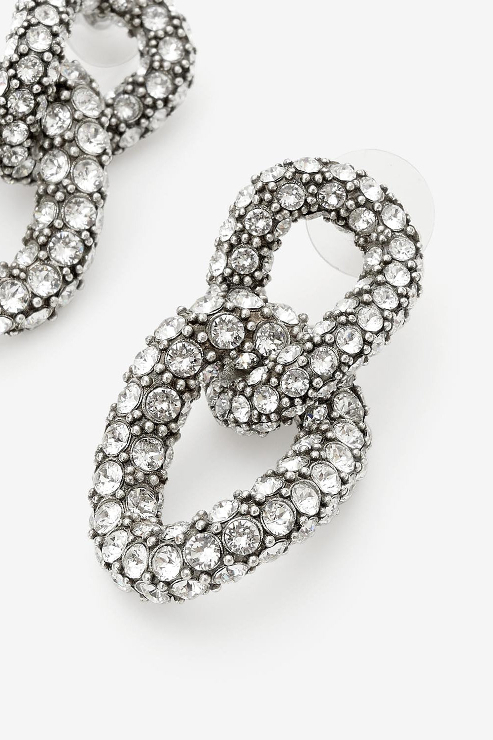 Funky ring rhinestone earrings - Silver - Woman - 3