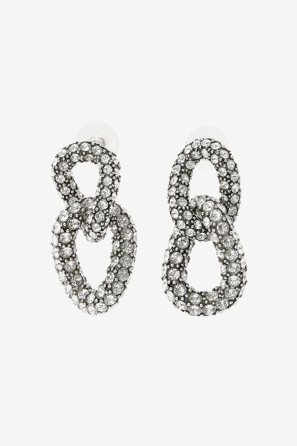 Funky ring rhinestone earrings - Silver - Woman - 1