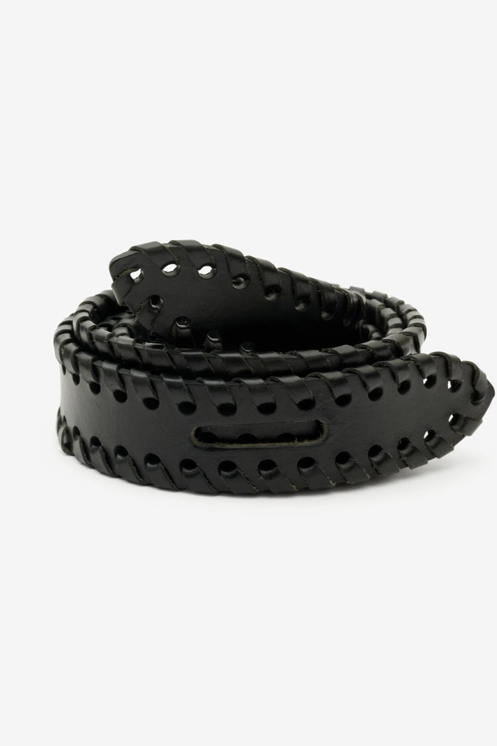 Lecce tie-up leather belt - Black - Woman - 8