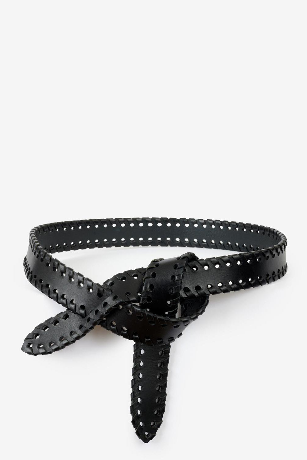 Lecce tie-up leather belt - Black - Woman - 2