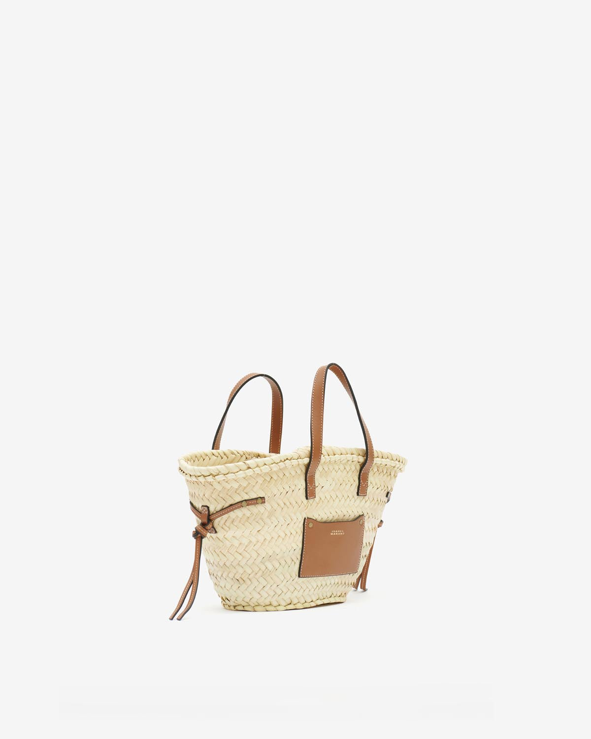 Cadix ミニ ラフィア&レザー バスケットバッグ Woman Natural and cognac 3