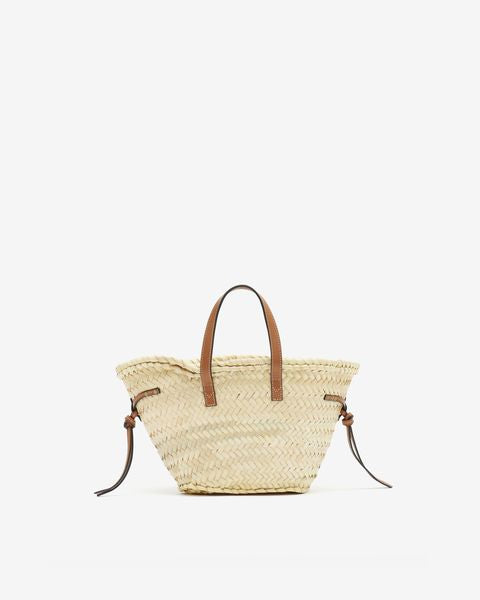 Cadix ミニ ラフィア&レザー バスケットバッグ Woman Natural and cognac 4