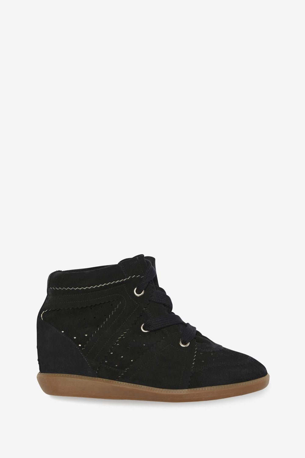 Bobby suede calfskin leather wedge sneakers - Black - Woman - 1