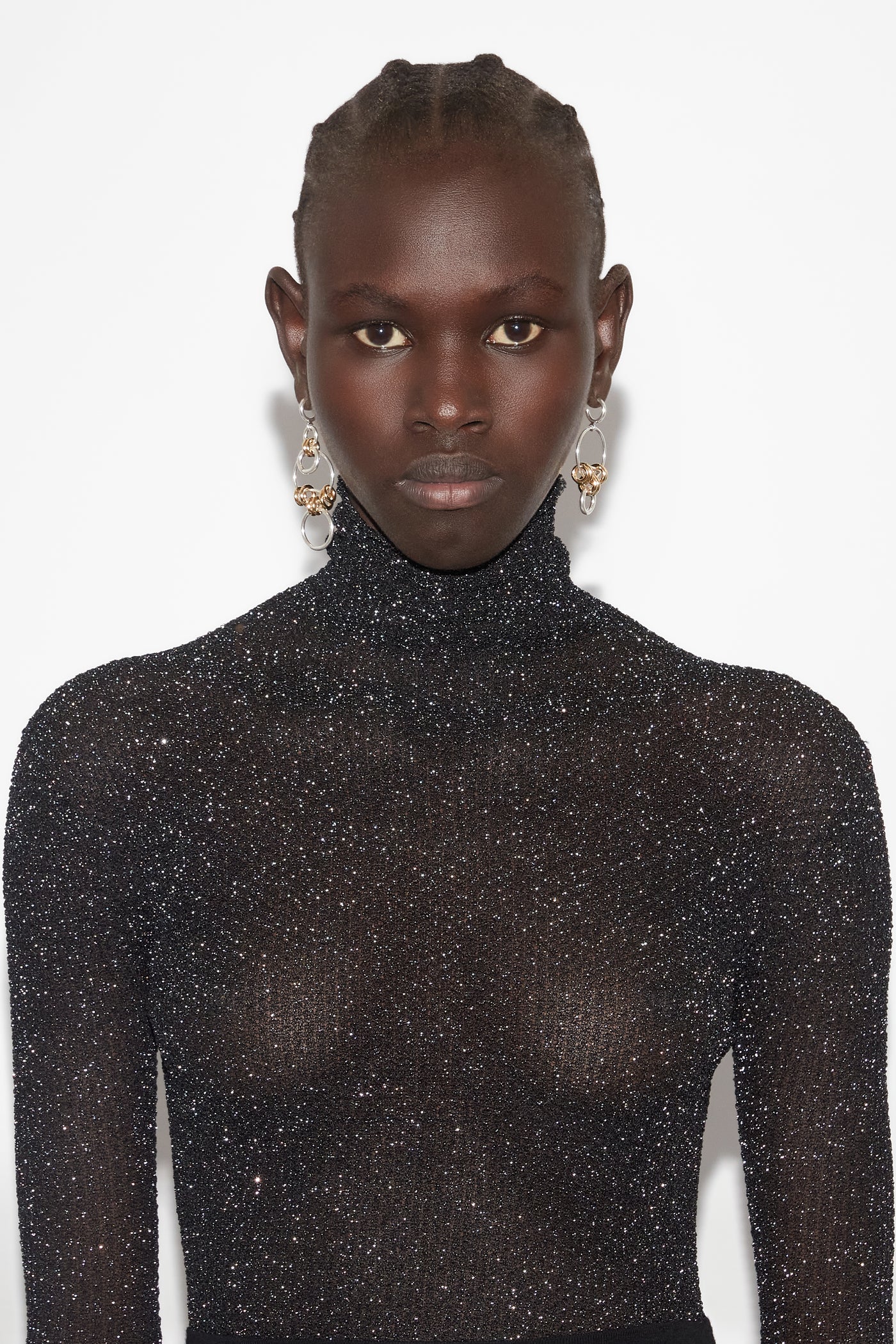 Izzi roll neck sweater - Black and silver - Woman - 3