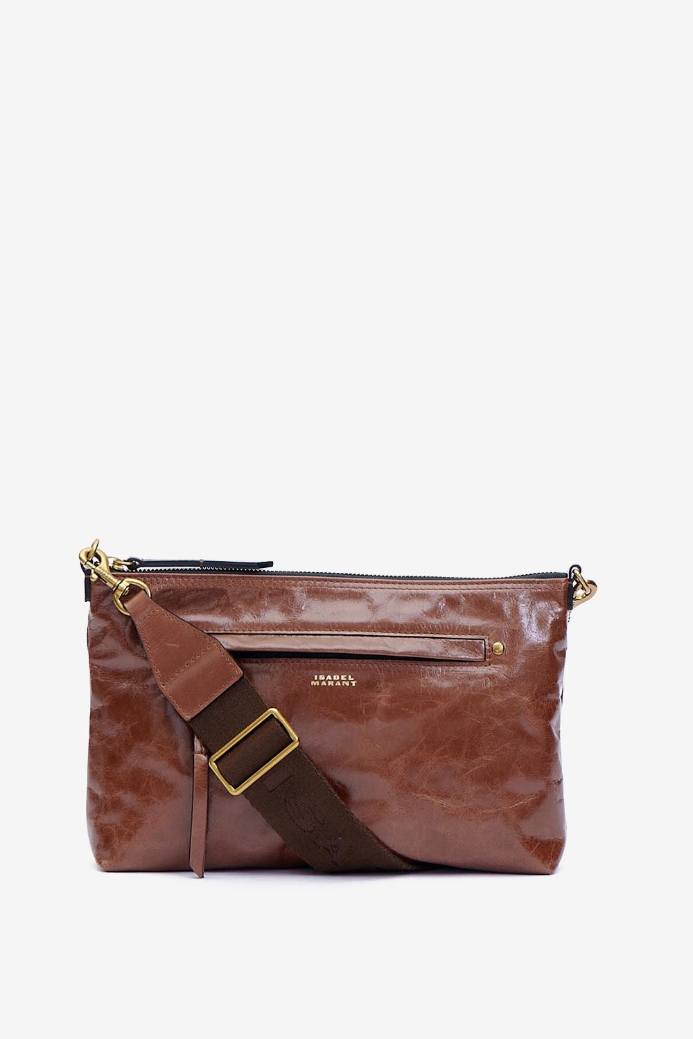 Borsa a tracolla nessah in pelle lucida - Chocolate - Woman - 1
