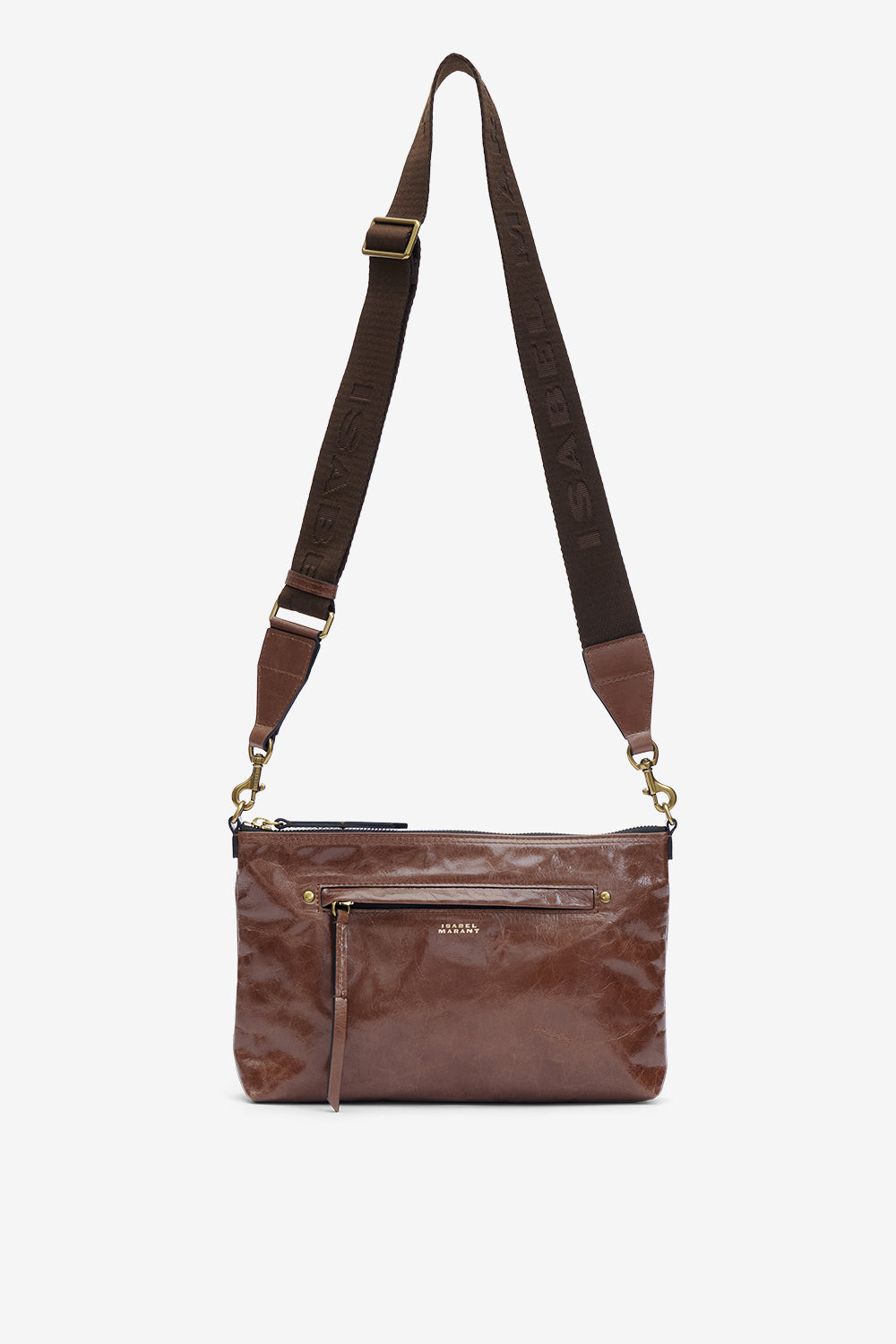 Borsa a tracolla nessah in pelle lucida - Chocolate - Woman - 4