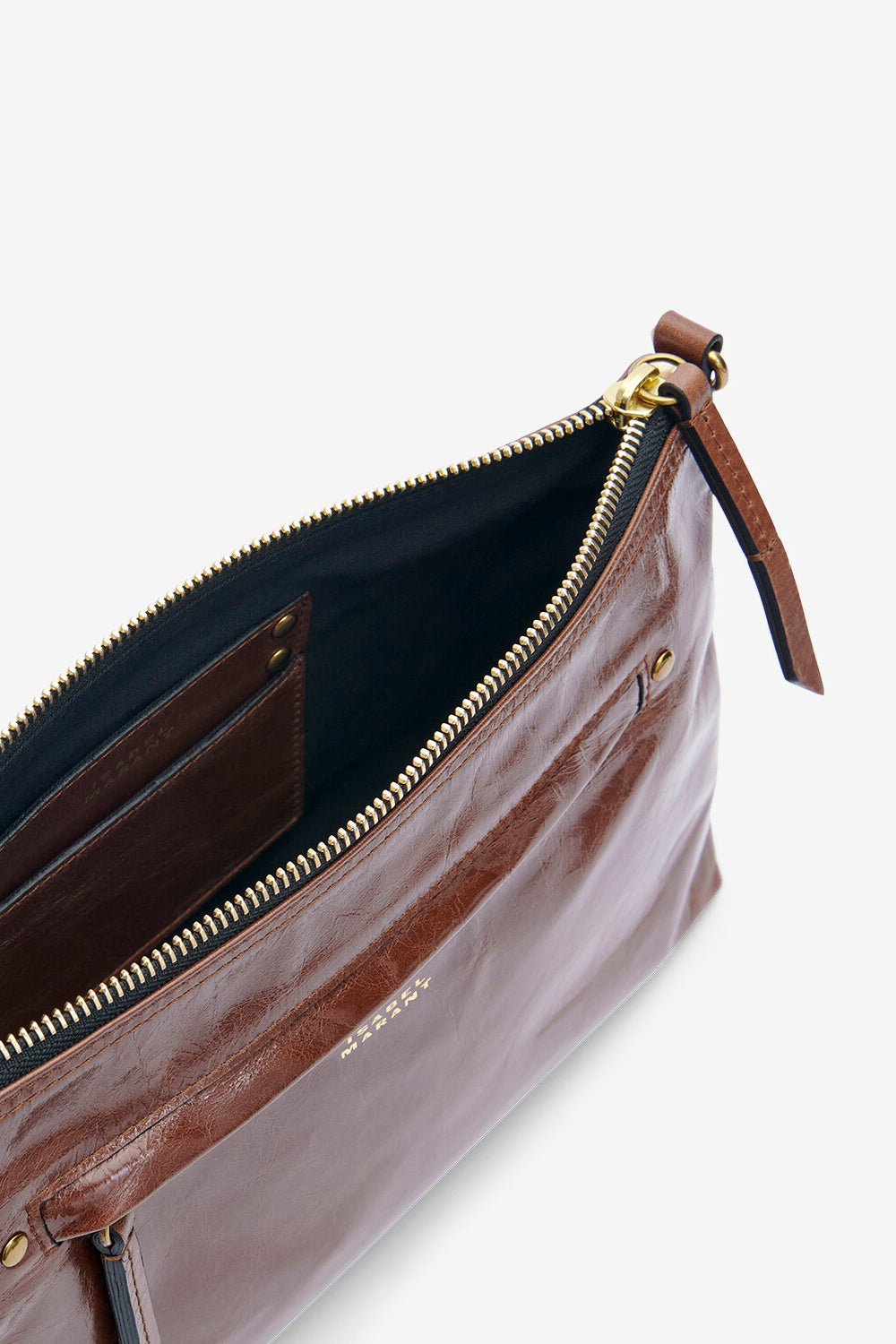 Borsa a tracolla nessah in pelle lucida - Chocolate - Woman - 2