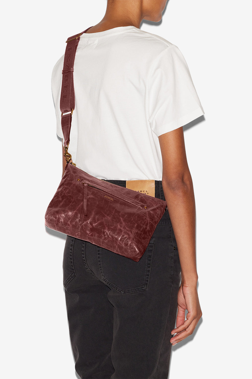 Nessah shiny leather shoulder bag - Grapefruit - Woman - 2