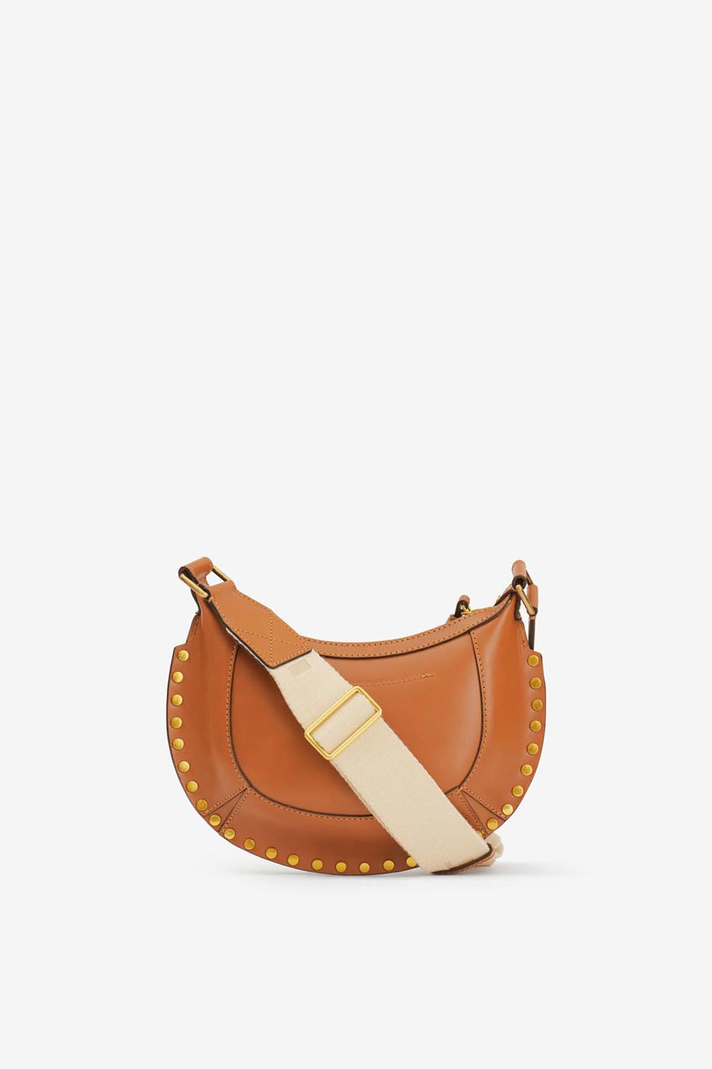Mini moon leather shoulder baguette bag - Cognac - Woman - 4