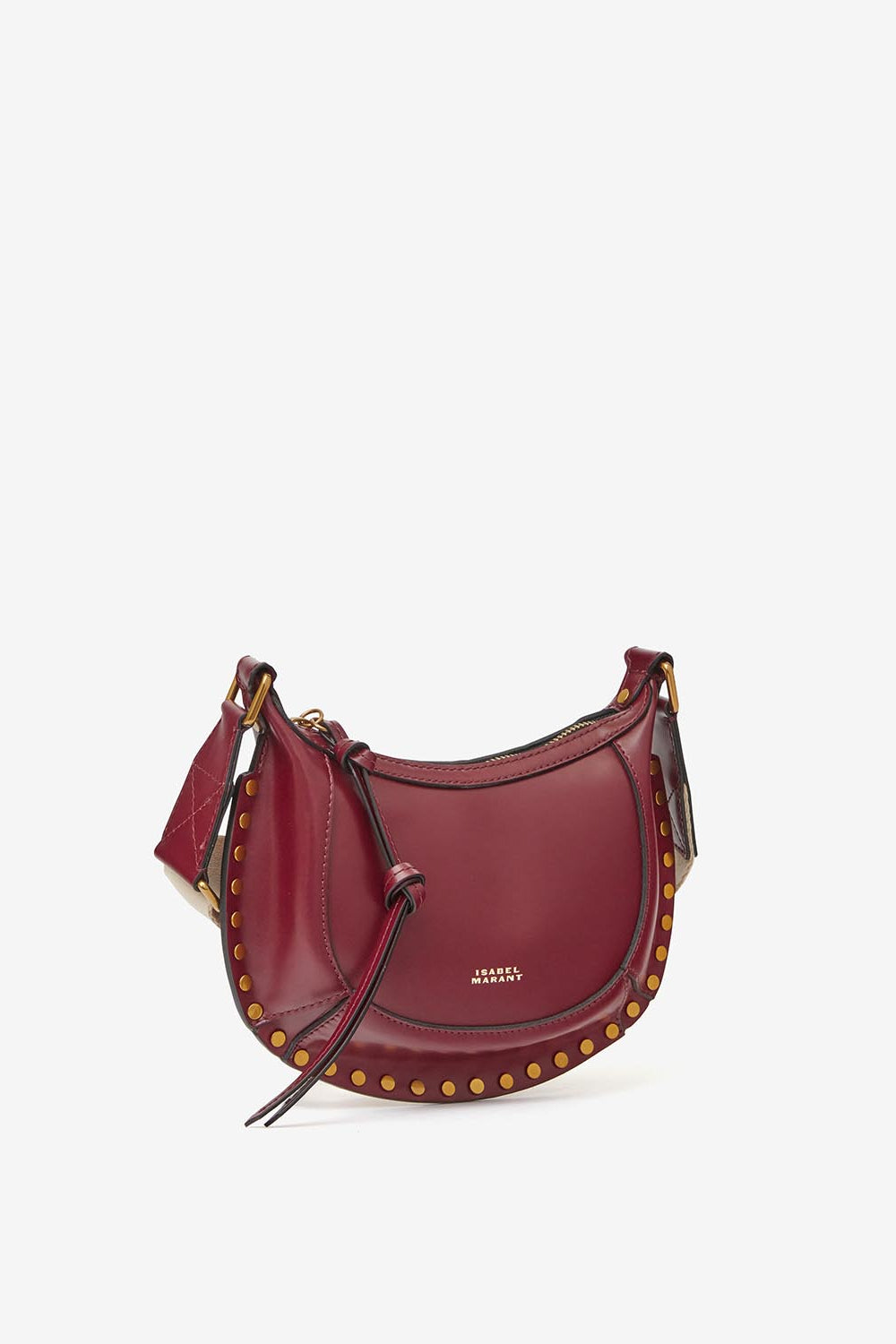 Mini moon shoulder bag in calfskin leather - Burgundy - Woman - 4