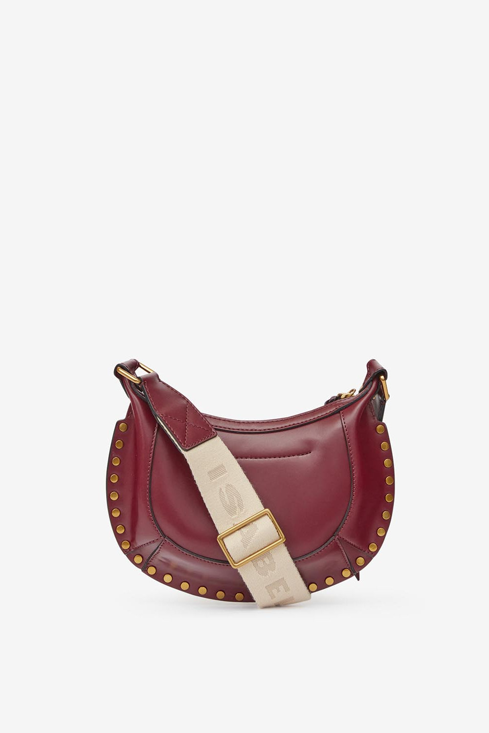 Mini moon shoulder bag in calfskin leather - Burgundy - Woman - 2