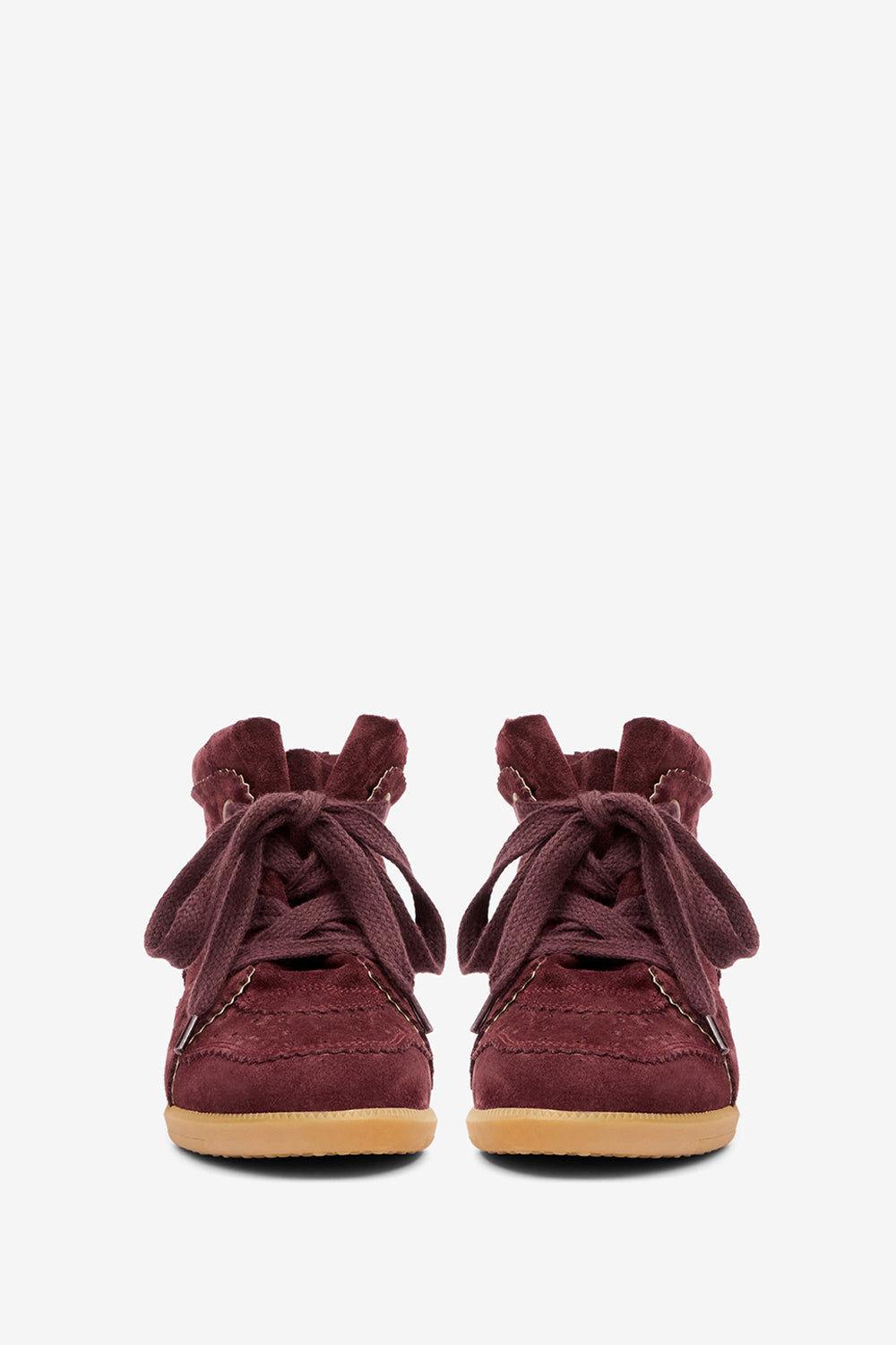 Bobby suede calfskin leather wedge sneakers - Plum - Woman - 4