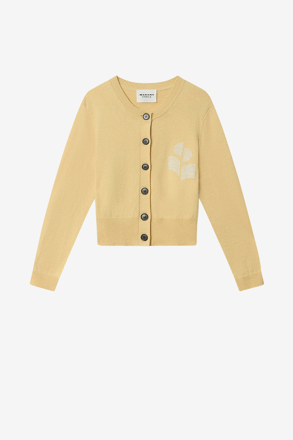 Cardigan newton en maille de coton et laine avec logo - Jaune clair - Woman - 1
