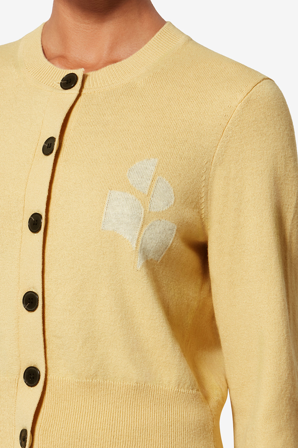 Cardigan newton en maille de coton et laine avec logo - Jaune clair - Woman - 3