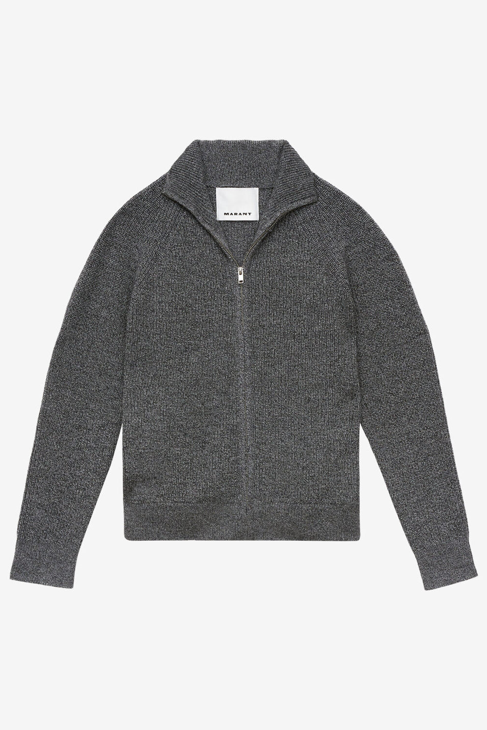 Benett zip-up ribbed wool cardigan - Dark gray - Man - 1