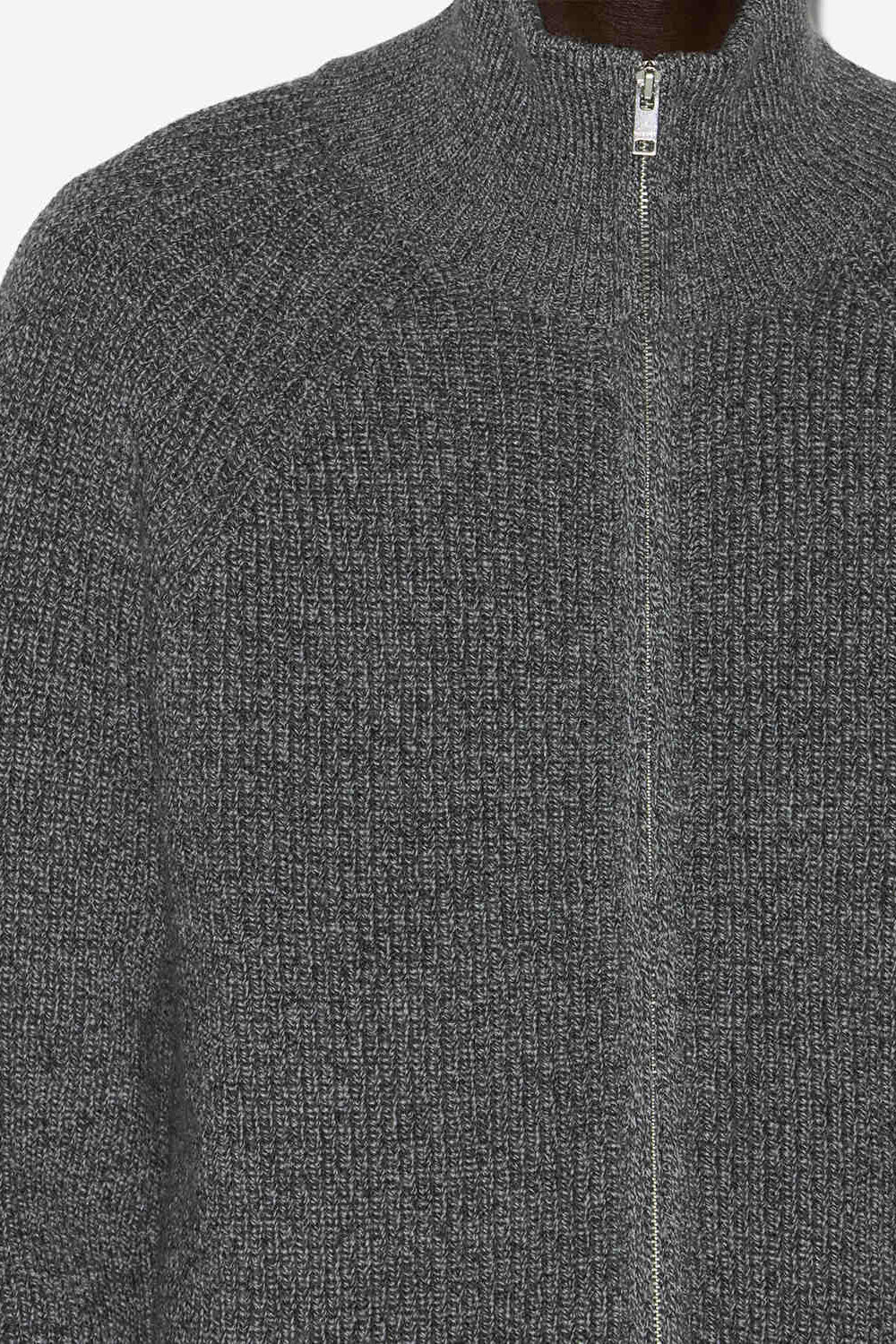 Benett zip-up ribbed wool cardigan - Dark gray - Man - 3