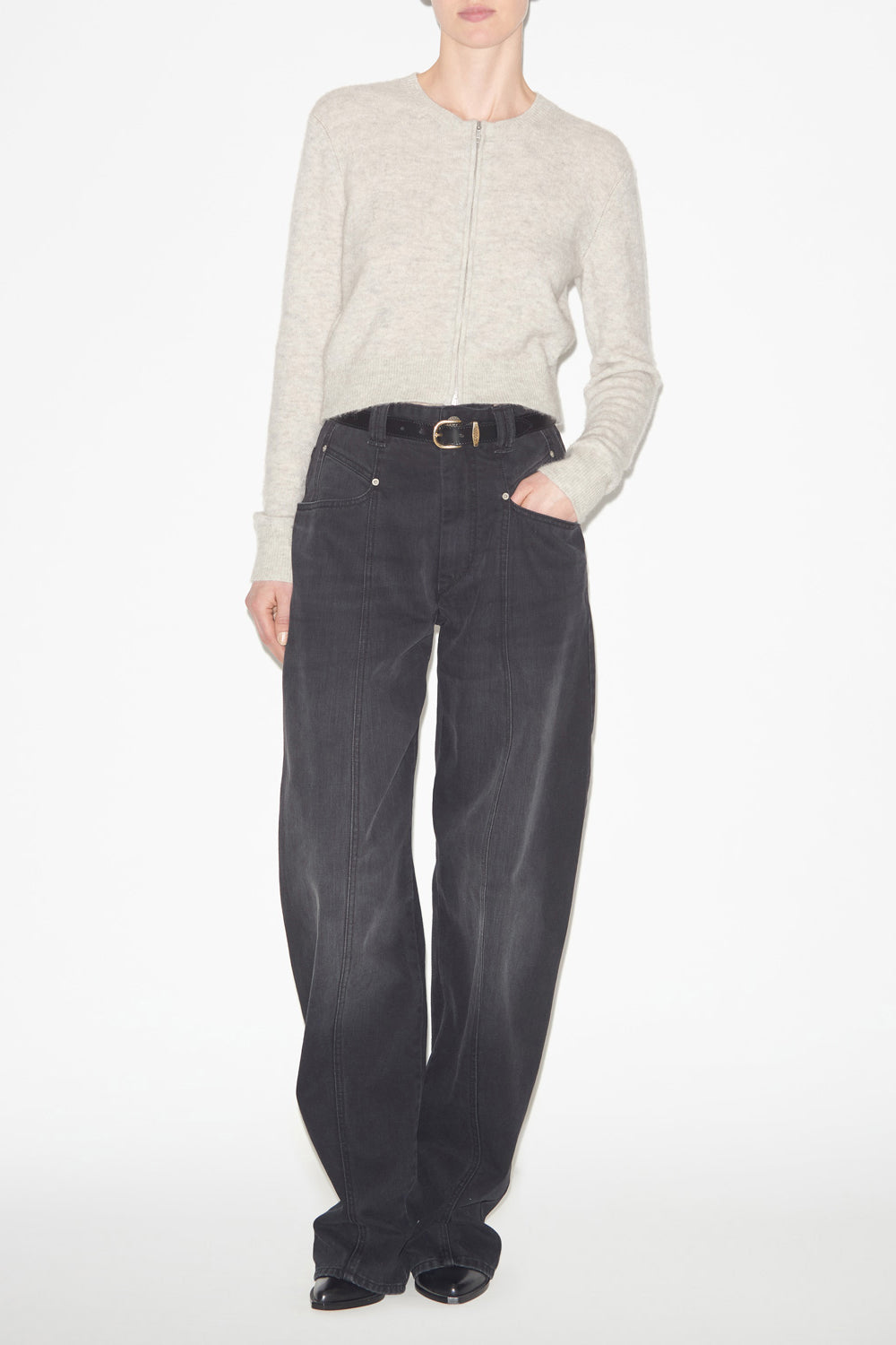 Oaka cardigan in plain-colored alpaca knit - Sand - Woman - 2