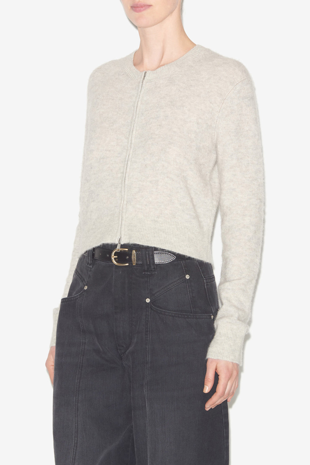 Oaka cardigan in plain-colored alpaca knit - Sand - Woman - 4