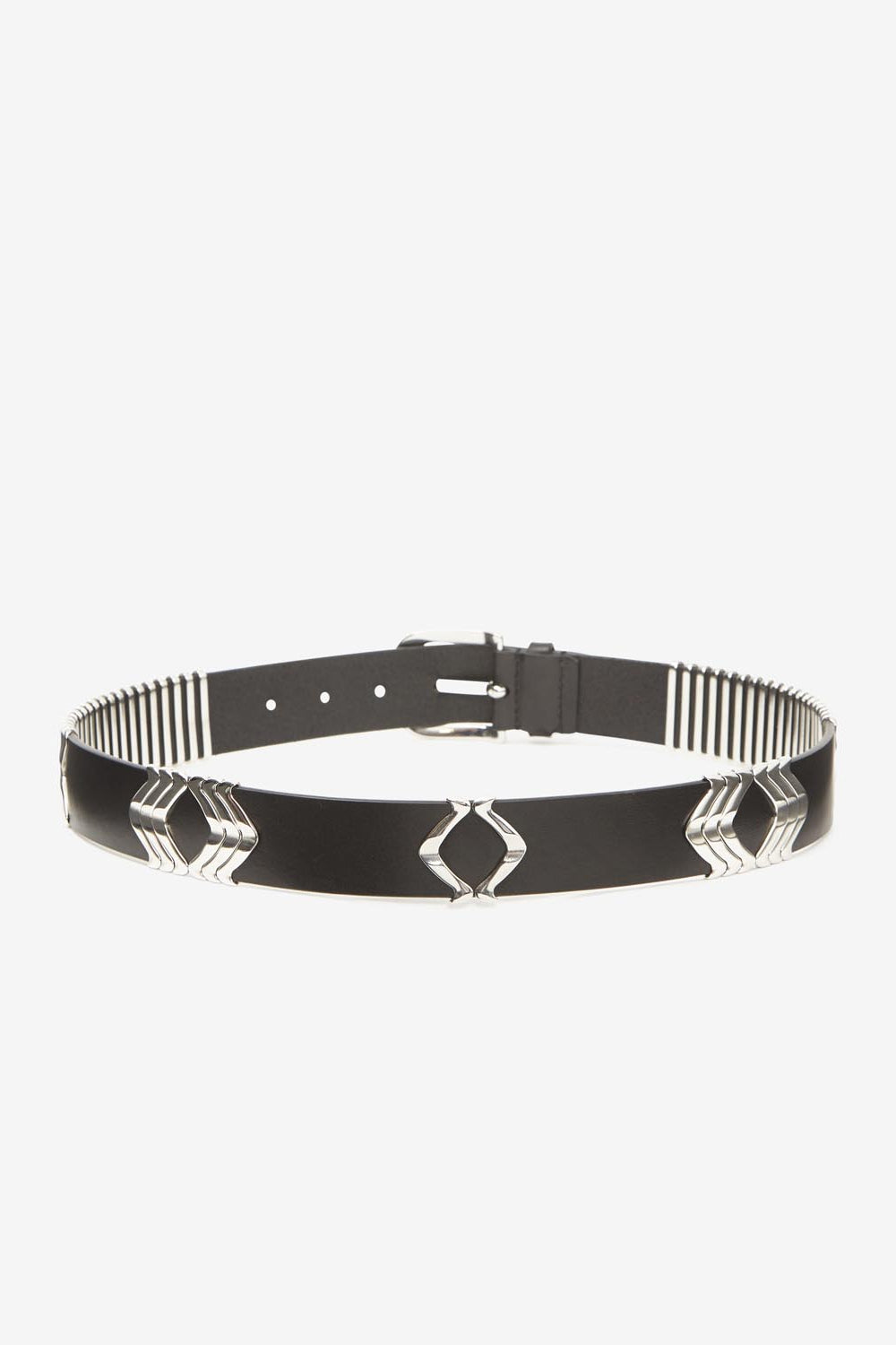 Cinturón de piel de becerro tehora - Black and silver - Woman - 6