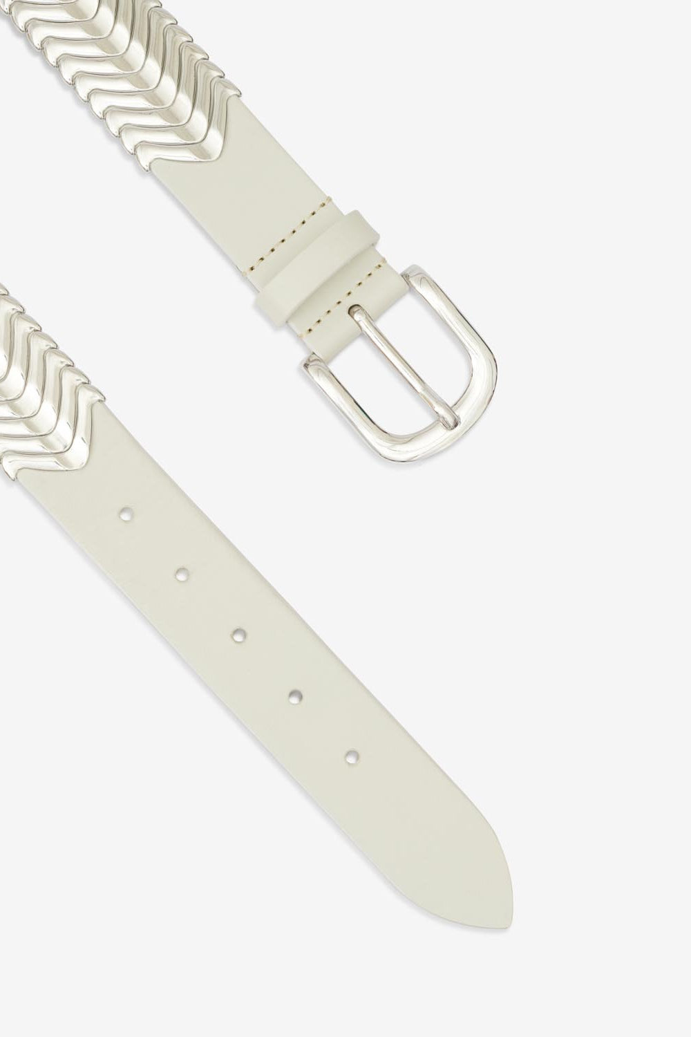 Tehora leather bucle belt - Chalk-silver - Woman - 7