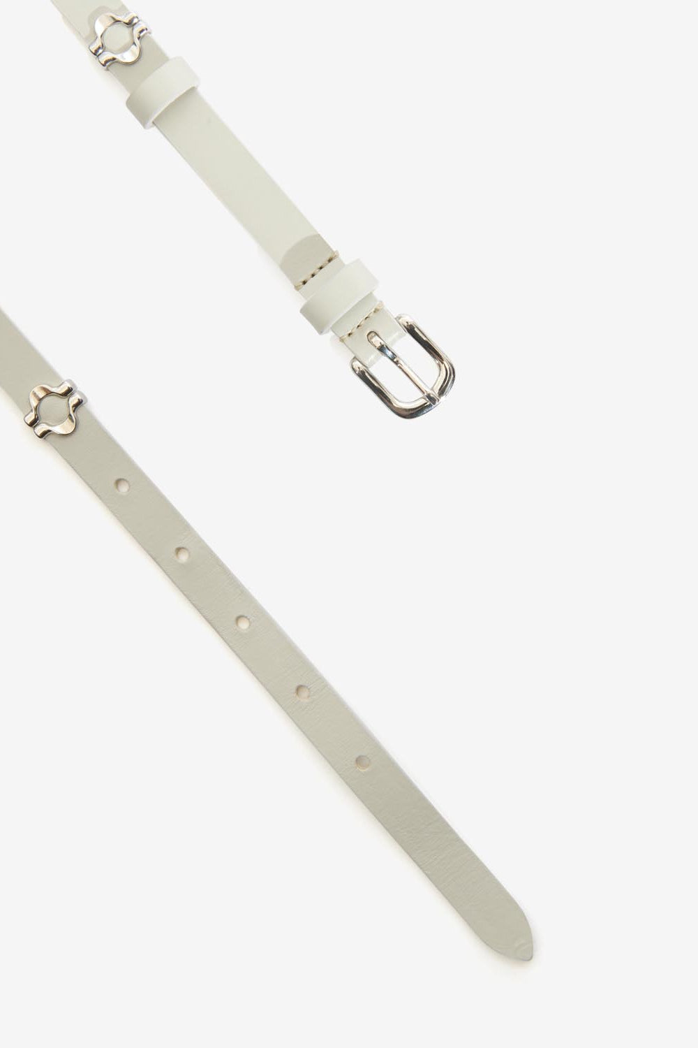 Odena calfskin leather belt - Chalk-silver - Woman - 3