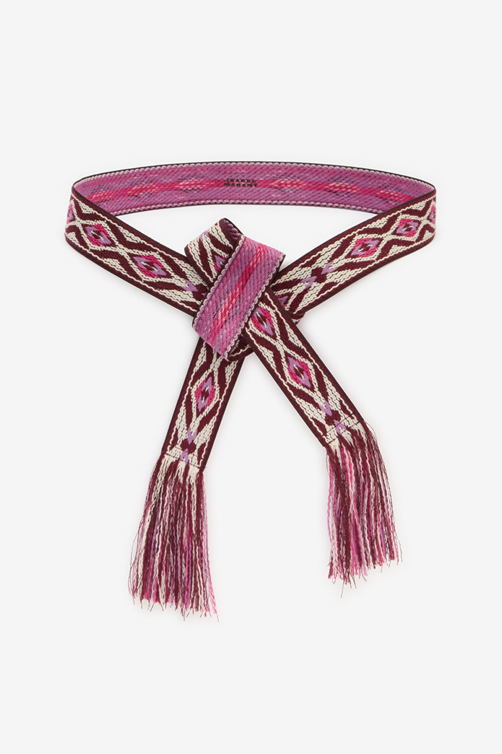 Gewebter gürtel etki mit grafischem jacquardmuster - Pink-beige - Woman