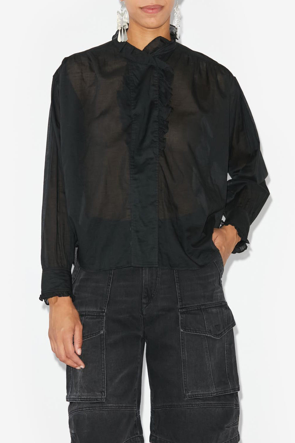 Pamias voile top - Black - Woman - 7