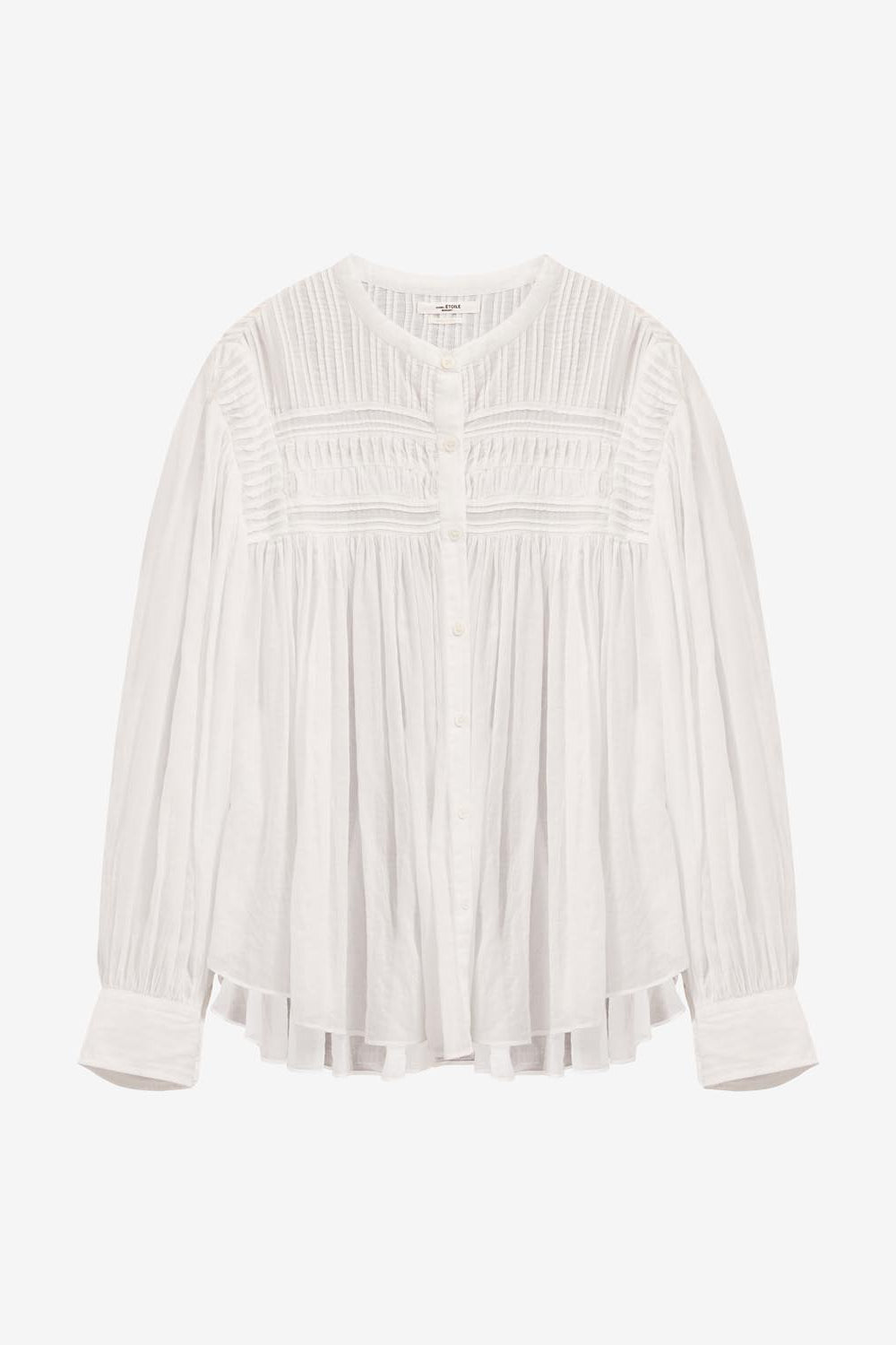 Blouse en voile de coton uni froncé plalia - Blanc - Woman - 1