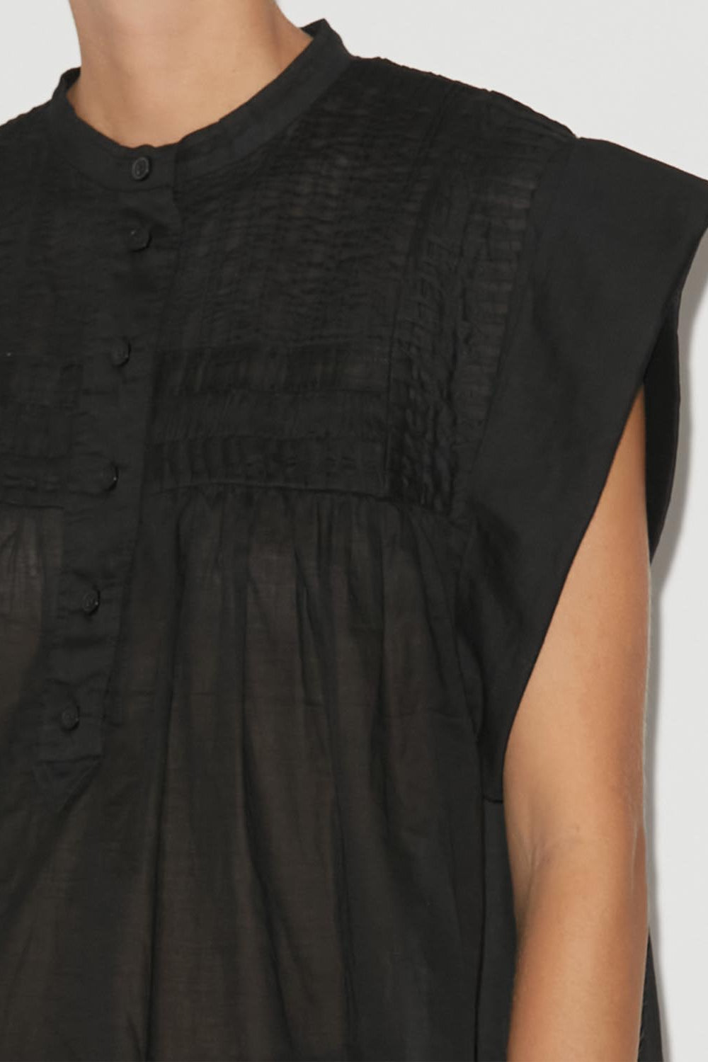 Leaza sleeveless voile top - Black - Woman - 5